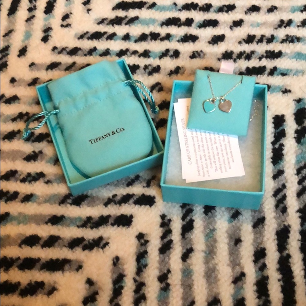 Tiffany mini double heart pendant necklace